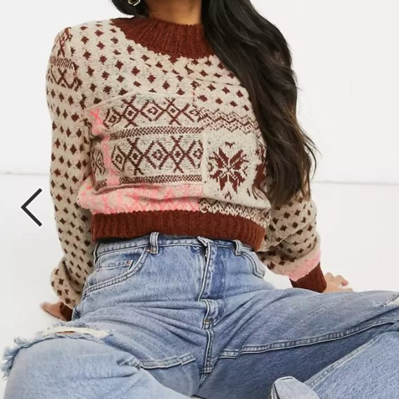 Free People Snow Globe Fair Isle Alpaca Wool Pullover Sweater - Picture 2 of 16